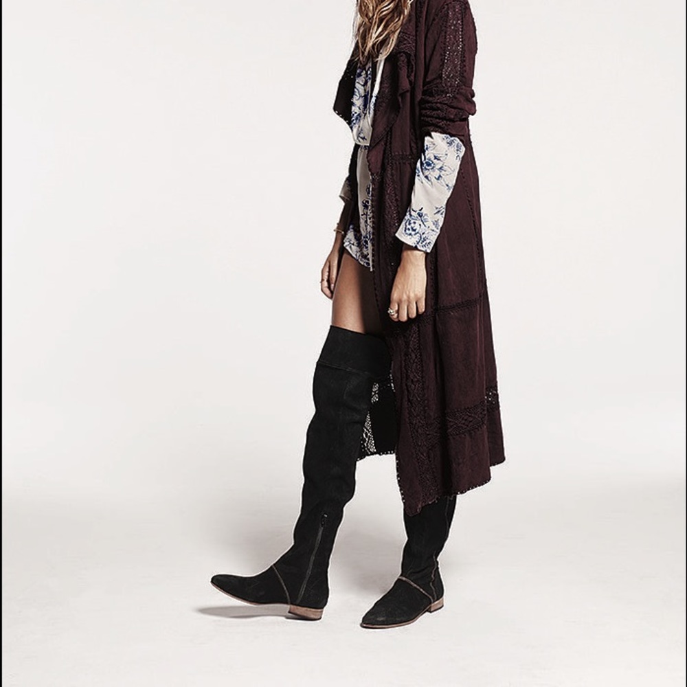 Free people over knee leather suede Gandeur boots